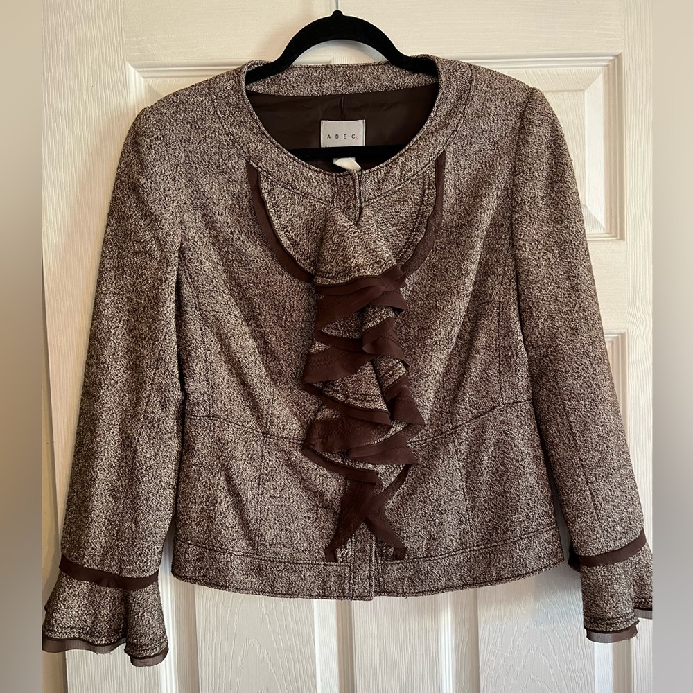 Philippe Adec2 Blazer Brown Ruffle 4 - Picture 2 of 5